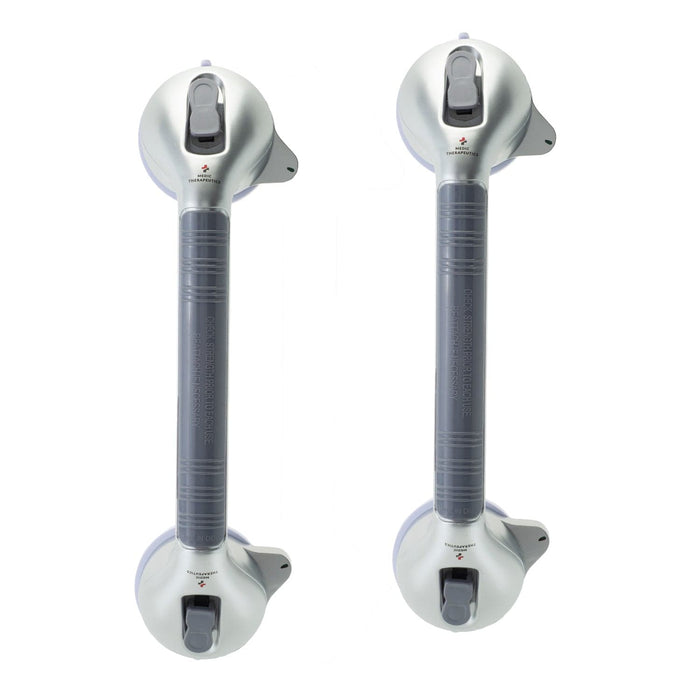 Medic Therapeutics Mobility Silver 2-Pack Suction Ultra-Grip Grab Bar for Tiled/ Non-Porous Surfaces
