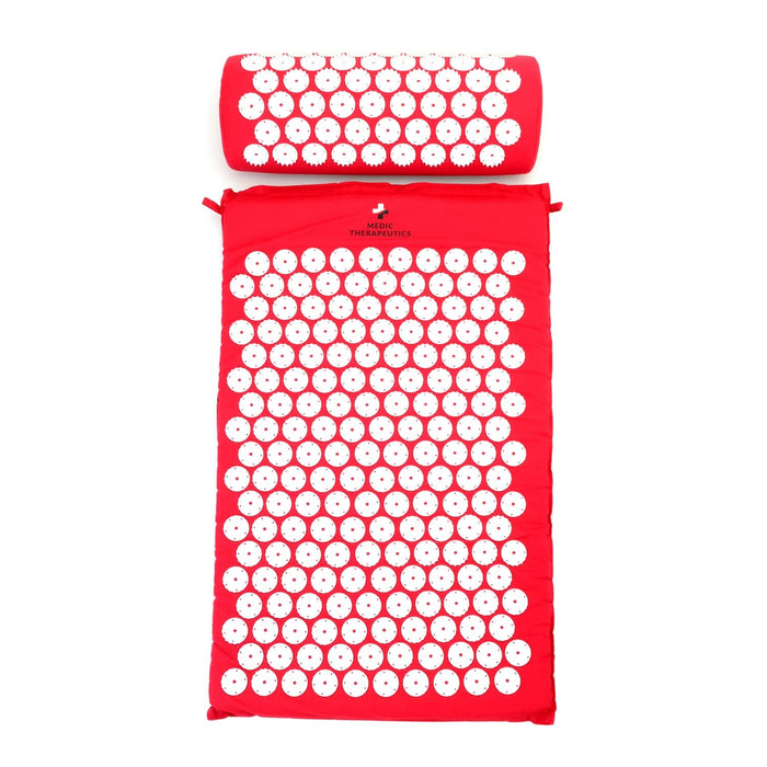 Medic Therapeutics Pain Management Red Acupressure Mat & Pillow Set w/ Carrying Bag