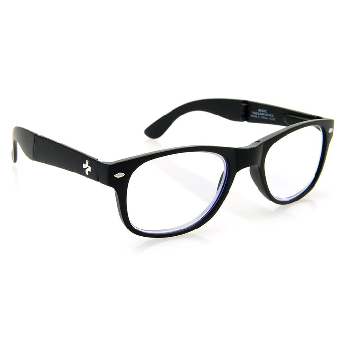Medic Therapeutics Reading Glasses Matte Black / +1.00 Foldable Blue Light Blocking Rectangle Frame Reading Glasses w/ Case