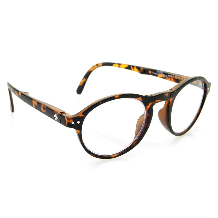 Medic Therapeutics Reading Glasses Matte Black / +1.00 Foldable Blue Light Blocking Round Frame Reading Glasses w/ Case
