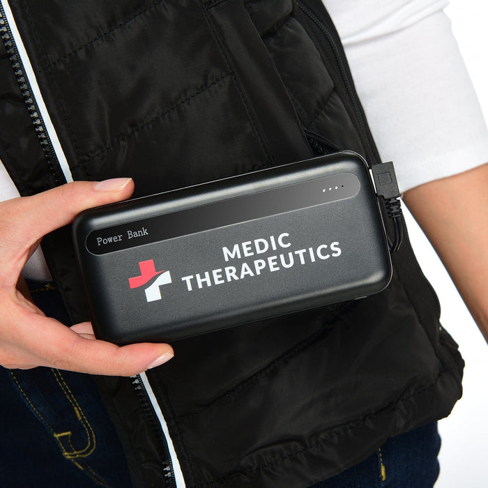 Medic Therapeutics Heat Therapy Heated Vest w/ 2 Power Banks & Carrying Pouch