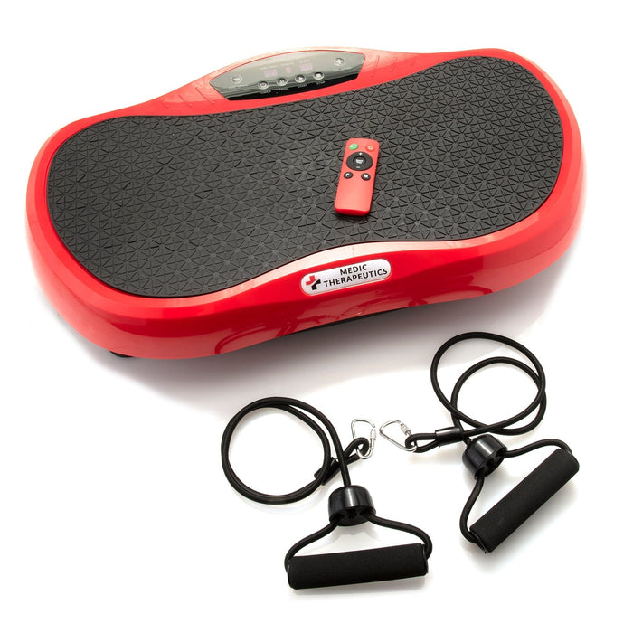 Medic Therapeutics In-Home Fitness Red Vibrating Fitness Platform w/ Resistance Bands & Remote