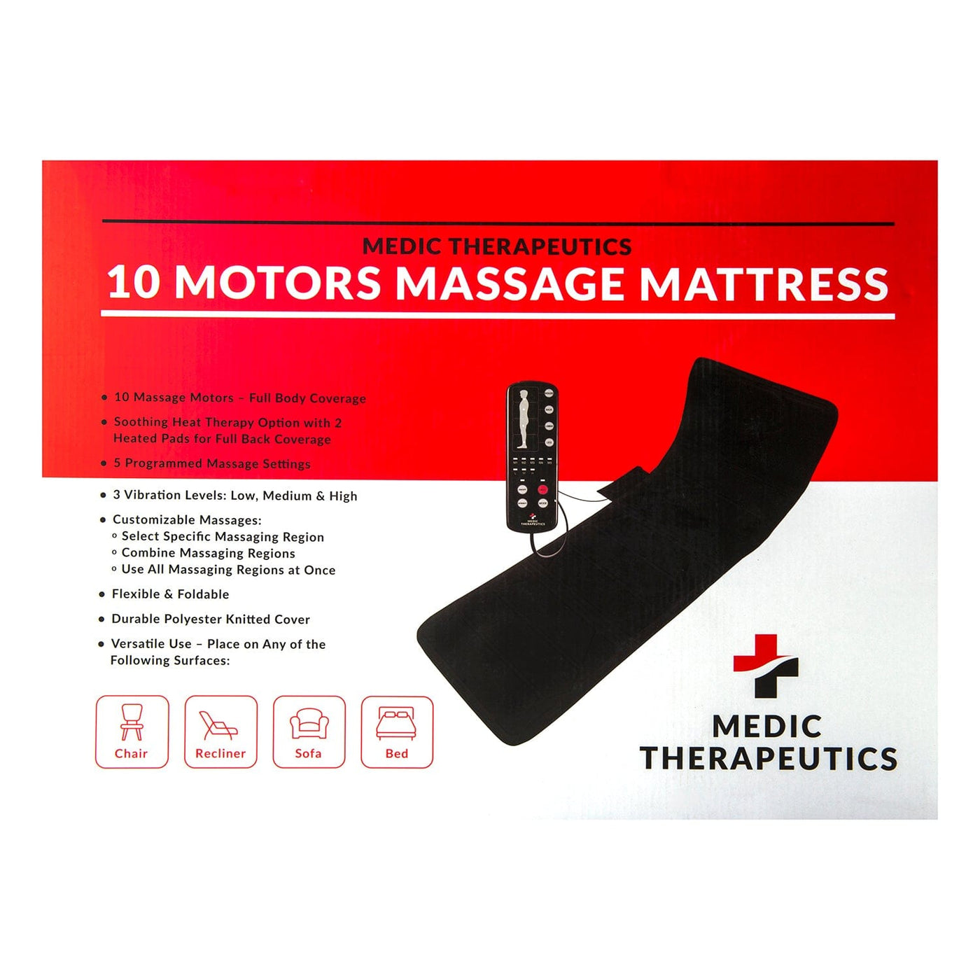 Foldable Ten Motor Massage Mattress w/ Soothing Heat Therapy — Medic