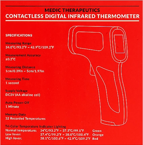 Digital Infrared Thermometer: Range -76°–932°F, -60°–500°C