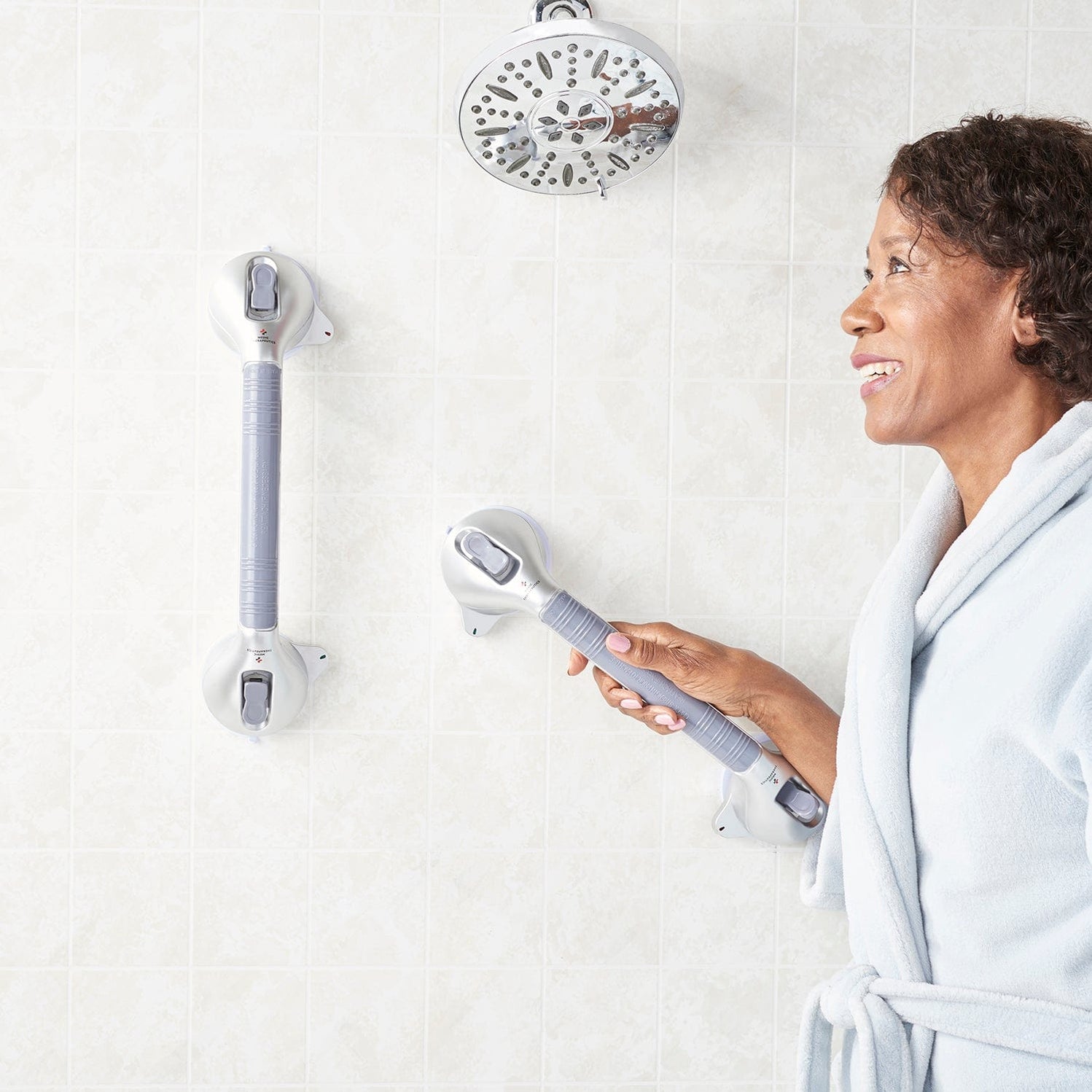 2Pack Suction UltraGrip Grab Bar for Tiled/ NonPorous Surfaces