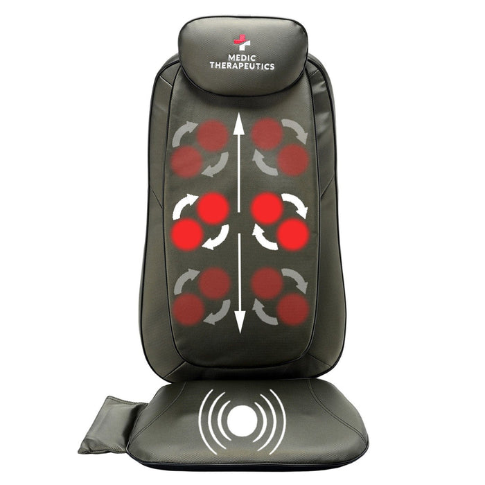 Air Compression Shiatsu Neck & Back Massager Seat w/ Heat, Rolling